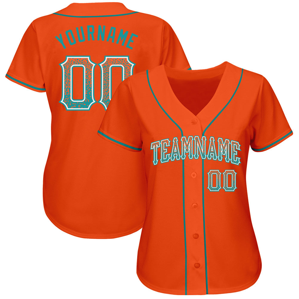 Custom Orange Teal-White Authentic Drift Fashion Baseball Jersey