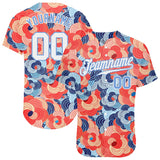 Custom Orange White-Light Blue 3D Pattern Design Flowers Authentic Baseball Jersey