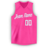 Custom Pink White V-Neck Basketball Jersey