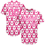 Custom Pink Pink-White 3D Pattern Design Breast Cancer Authentic Baseball Jersey