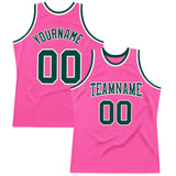 Custom Pink Green-White Authentic Throwback Basketball Jersey