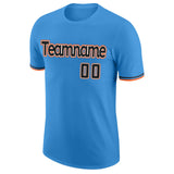Custom Powder Blue Black-Orange Performance T-Shirt
