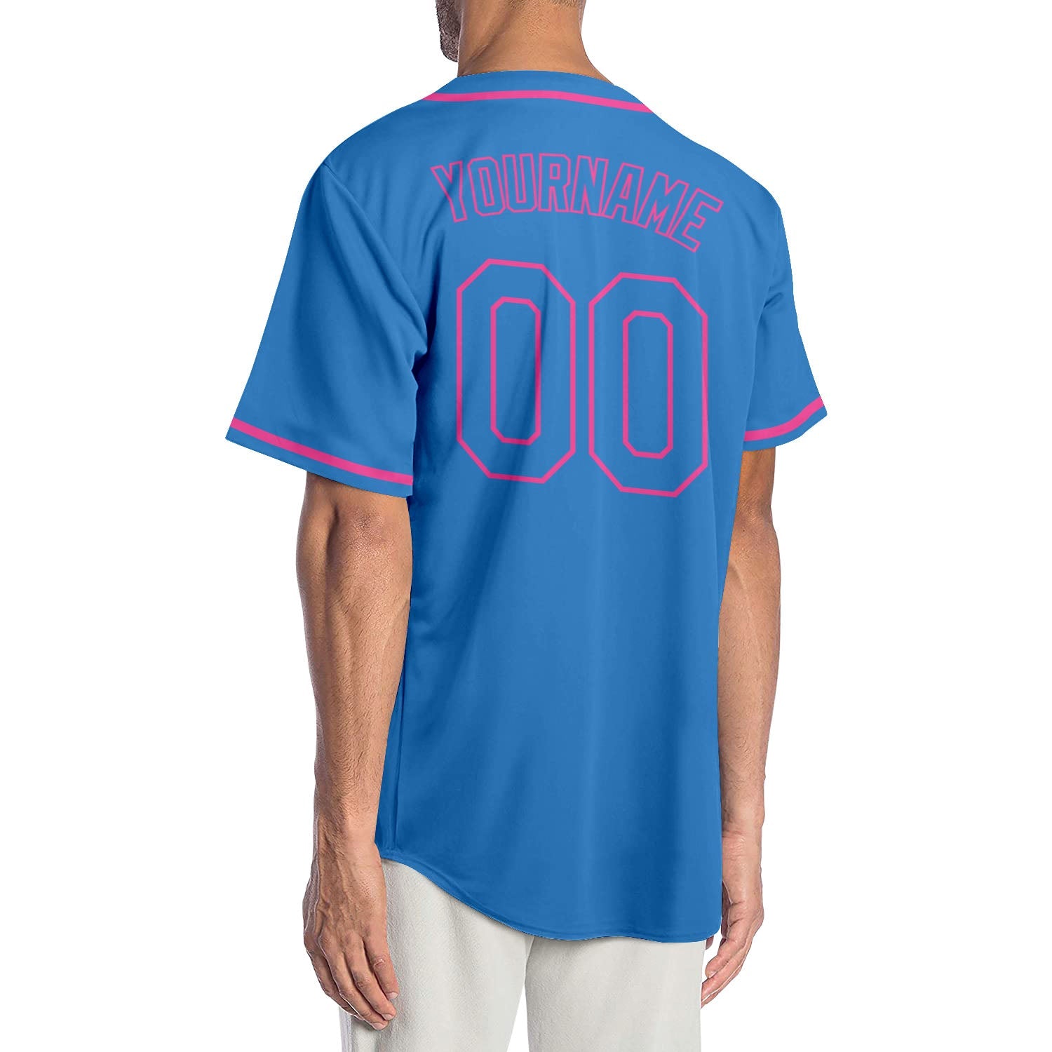 Custom Powder Blue Powder Blue-Pink Authentic Baseball Jersey