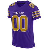 Custom Purple Old Gold-White Mesh Authentic Football Jersey