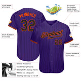 Custom Purple Black Pinstripe Black-Orange Authentic Baseball Jersey