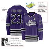Custom Purple Black-Gray Hockey Jersey
