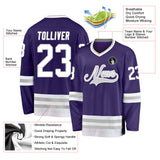 Custom Purple White-Gray Hockey Jersey