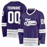 Custom Purple White-Gray Hockey Jersey