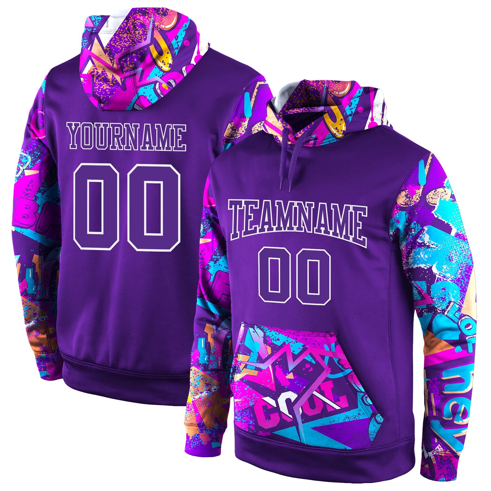 Custom Stitched Purple Purple White 3D Pattern Design Sports Pullover Sweatshirt Hoodie Discount snapmade