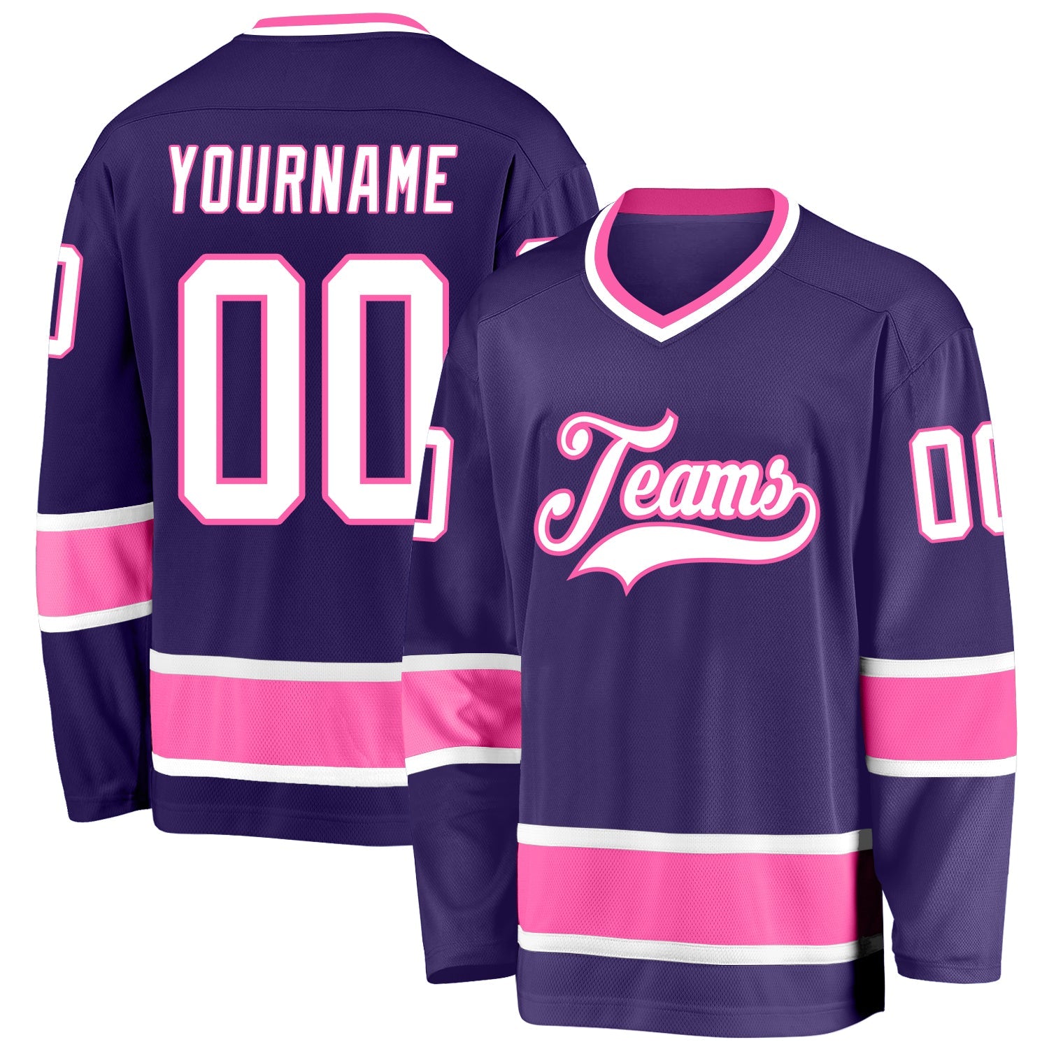 Custom Purple White-Pink Hockey Jersey