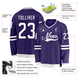 Custom Purple White Hockey Jersey