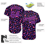 Custom Purple Purple-Pink 3D Pattern Design Leopard Authentic Baseball Jersey
