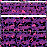 Custom Purple Purple-Pink 3D Pattern Design Leopard Authentic Baseball Jersey