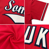Custom Red Black-White Authentic American Flag Fashion Baseball Jersey