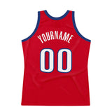 Custom Red White-Royal Authentic Throwback Basketball Jersey