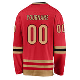 Custom Red Old Gold-Black Hockey Jersey