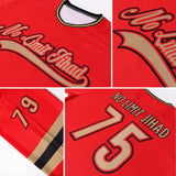 Custom Red Old Gold-Black Hockey Jersey