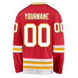 Custom Red White-Gold Hockey Jersey