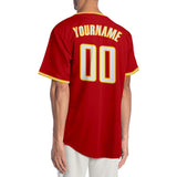 Custom Red White-Gold Authentic Baseball Jersey
