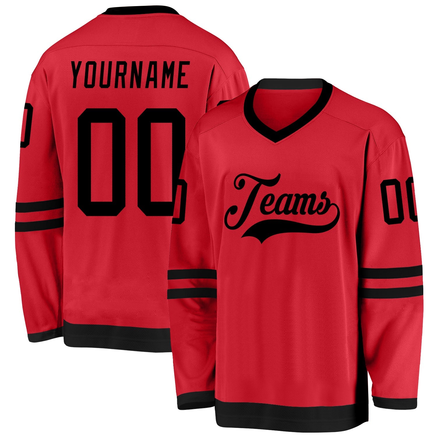 Custom Red Black Hockey Jersey
