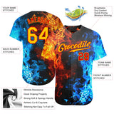 Custom Red Red-Gold 3D Pattern Design Flame Authentic Baseball Jersey