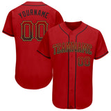 Custom Red Black-Old Gold Authentic Drift Fashion Baseball Jersey