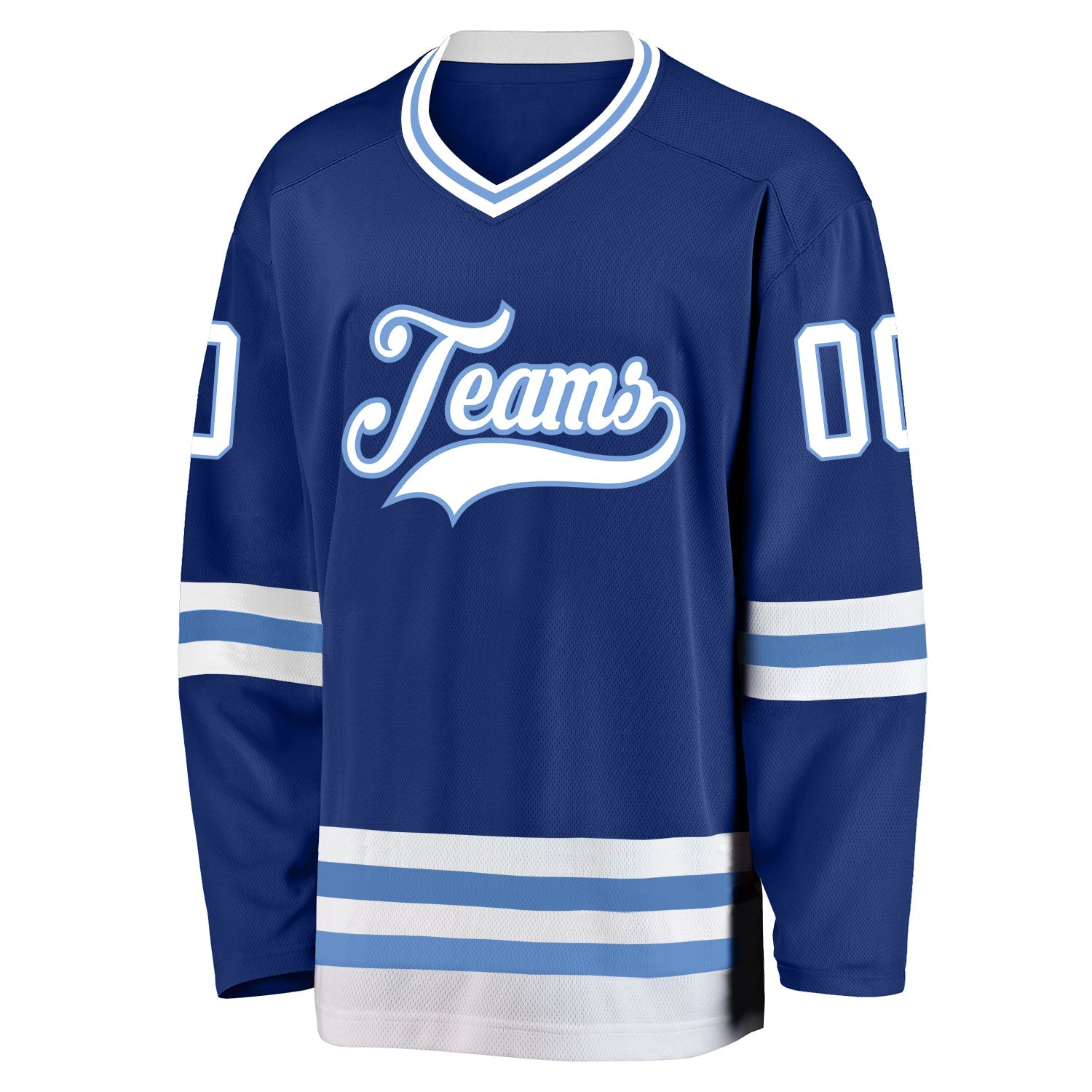 Custom Royal White-Light Blue Hockey Jersey