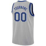 Custom Gray Royal-Red Round Neck Rib-Knit Basketball Jersey