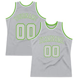 Custom Gray Gray-Neon green Authentic Throwback Basketball Jersey
