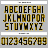 Custom Gray Black Pinstripe Black-Gold Authentic Basketball Jersey