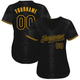 Custom Black Snakeskin Black-Gold Authentic Baseball Jersey