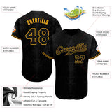 Custom Black Snakeskin Black-Gold Authentic Baseball Jersey