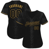 Custom Black Snakeskin Black-Old Gold Authentic Baseball Jersey
