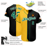 Custom Black Kelly Green-Gold Authentic Split Fashion Baseball Jersey