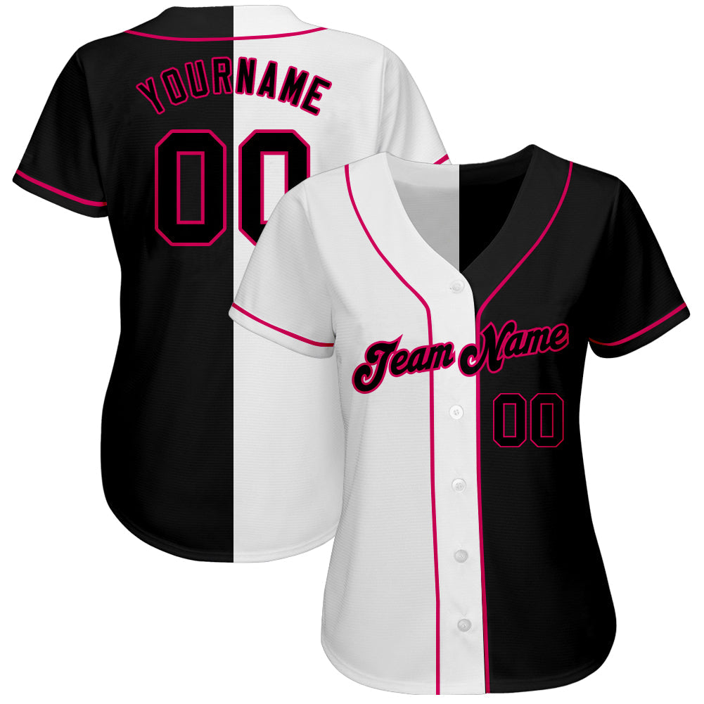 Custom Team Pink Baseball Black Authentic White Split Fashion Jersey  Discount – snapmade