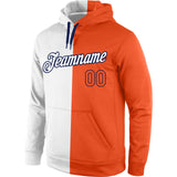 Custom Stitched White Orange-Navy Split Fashion Sports Pullover Sweatshirt Hoodie