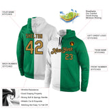 Custom Stitched White Old Gold-Kelly Green Split Fashion Sports Pullover Sweatshirt Hoodie