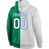 Custom Stitched Kelly Green White-Royal Split Fashion Sports Pullover Sweatshirt Hoodie