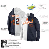 Custom Stitched White Navy-Orange Split Fashion Sports Pullover Sweatshirt Hoodie