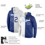 Custom Stitched White Royal-Light Blue Split Fashion Sports Pullover Sweatshirt Hoodie