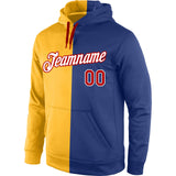 Custom Stitched Gold Red-Royal Split Fashion Sports Pullover Sweatshirt Hoodie
