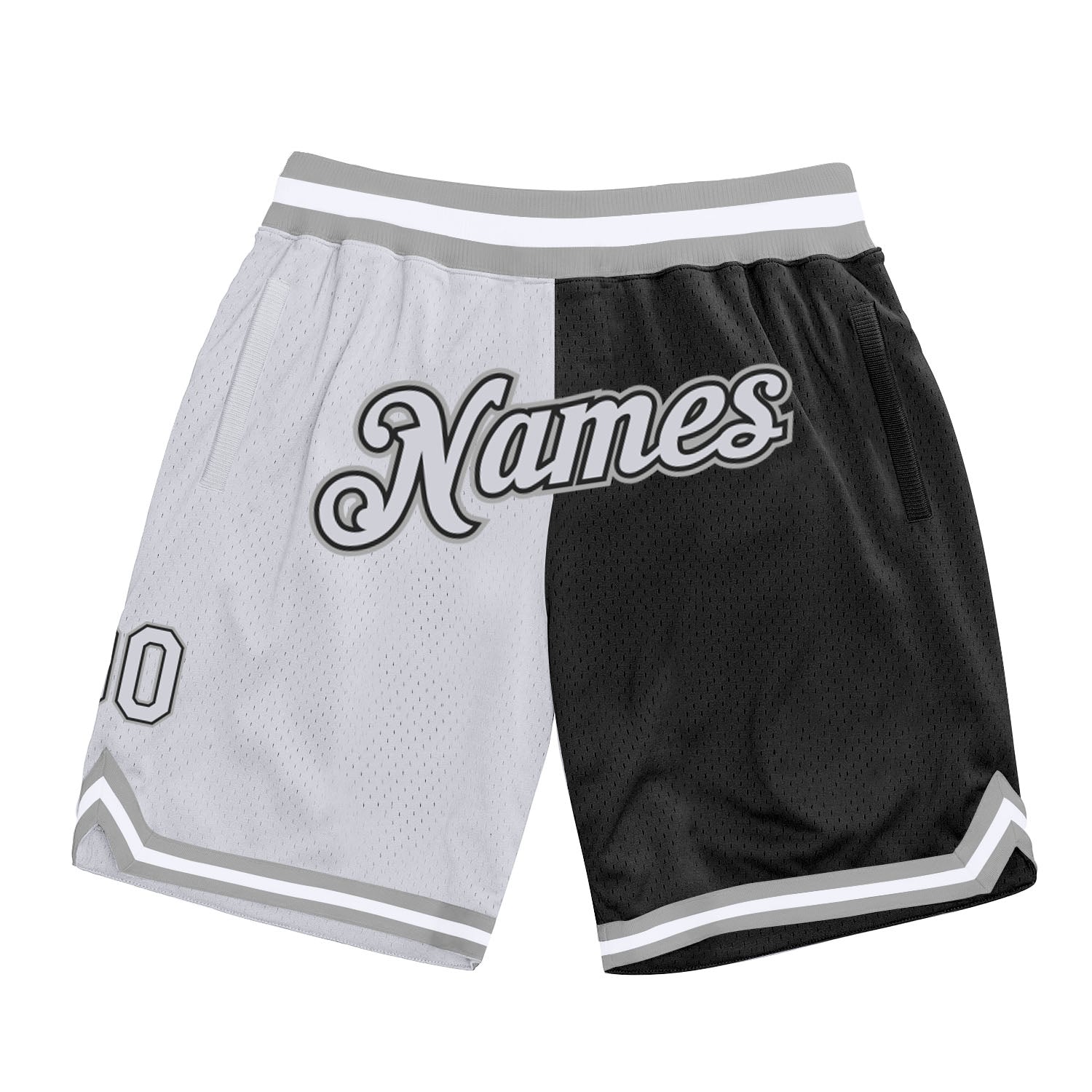 Custom Black White-Gray Authentic Throwback Split Fashion Basketball Shorts