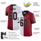 Custom Cardinal Black-White Mesh Split Fashion Football Jersey