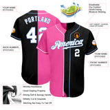 Custom Black White-Pink Authentic Split Fashion Baseball Jersey