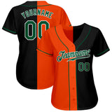 Custom Black Kelly Green-Orange Authentic Split Fashion Baseball Jersey