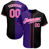 Custom Black Pink-Purple Authentic Split Fashion Baseball Jersey