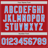 Custom Red Light Blue-Gold Authentic Split Fashion Baseball Jersey