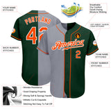 Custom Green Orange-Gray Authentic Split Fashion Baseball Jersey