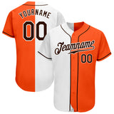 Custom Orange Brown-White Authentic Split Fashion Baseball Jersey
