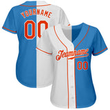Custom Powder Blue Orange-White Authentic Split Fashion Baseball Jersey